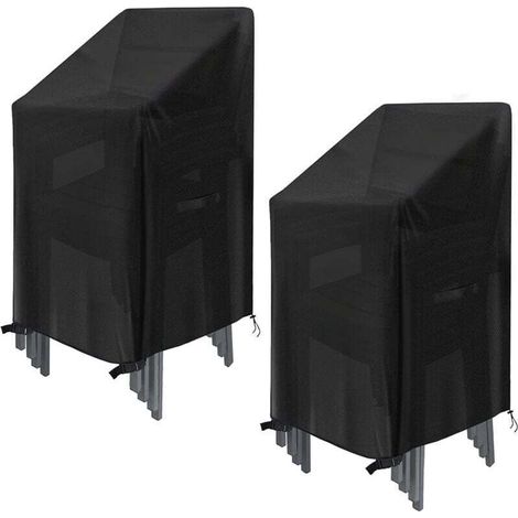 2-Piece Garden Chair Covers, Protective Covers for Stackable Chairs 75x75x120cm, Waterproof Oxford Fabric Covers for Outdoor Chairs, Suitable for Garden and Balcony Chairs (1/4)