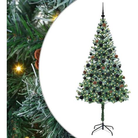 Sapin de Noël artificiel avec 300 lumières LED, vert, 180 cm, en PVC et acier. (1/5)