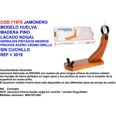 Porte-jambon Huelva Bois de Pin Laqué Noyer Sans Couteau 3919