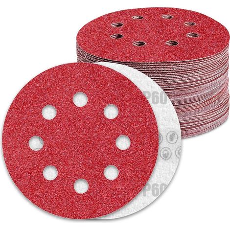 Disques Abrasifs 125mm Grain 60 Papier Poncer 80 Pièces 8 Trous Disque Poncage pour Ponceuse Excentrique (1/5)