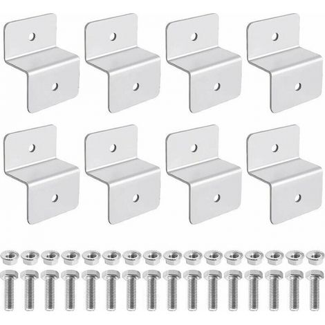 Soporte de aluminio para panel solar de 8 piezas, apto para autocaravanas y techos. El soporte tiene un diseño en forma de Z (con 16 tuercas y 16 tornillos). (1/4)