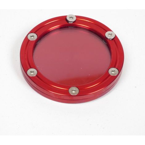 Alu-Versicherungsvignettenhalter rund rot mad für Motorrad Roller (1/2)