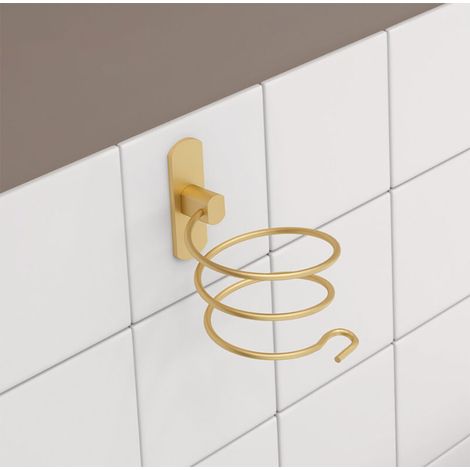 Porte Sèche Cheveux Forme de Spirale, Support Sèche Cheveux et de Lisseur Mural en Aluminium Fixation sans Perçage, Support de Câble (1/5)
