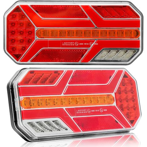 Feux Arriere Remorque Feu de Remorque Led 12V 24V Feux Remorque Étanche 7 Fonctions Feu de Recul Antibrouillard/Led Arrière/Stop/Clignotant/Plaque/Réflecteur (1/5)