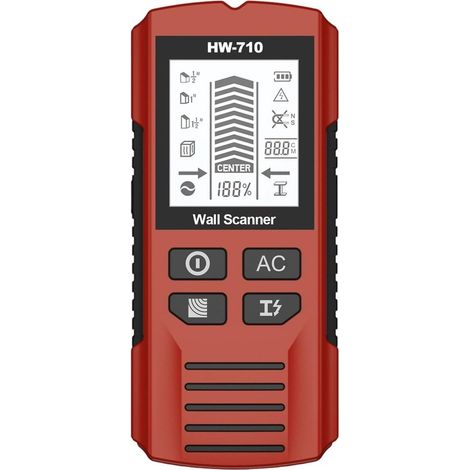 Detector de metales con puntero - Buscador de vigas - Búsqueda en paredes - Pantalla LCD - 17,4 cm - Rojo (1/5)