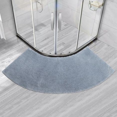 Tapis de sol de couleur unie en forme d'éventail de porte de salle de bain en forme d'éventail domestique demi-cercle tpr tapis de pédale antidérapant tapis en forme de douche (gris) (1/5)