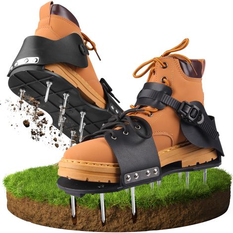 Aérateur Pelouse Chaussure Aérateur Gazon Chaussures 22 Pointes Acier Inoxydable Chaussures Gazon Réglable Grâce Sangles Jardin (1/5)