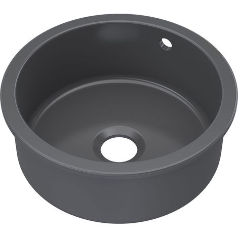 Nuie Undermount Round Kitchen Sink 1.0 Bowl with Overflow 460mm Diameter - Soft Black (1/2)