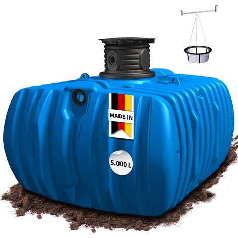 4rain FLAT L Flachtank-Set 5000 Liter inkl. Schachtverlängerung, Filterkorb und Traverse