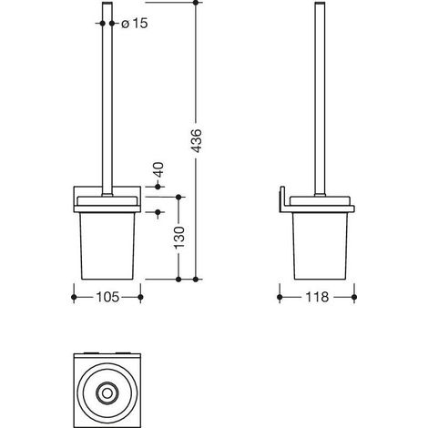 Ensemble brosse WC HEWI Sys 900 Q, th,