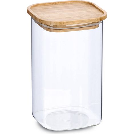 Glasbehälter mit Bambusdeckel, 1400 ml, 11 x 11 x 17,7 cm