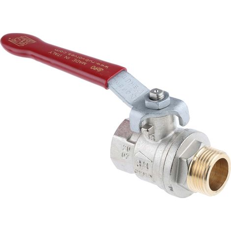 Robinet à boisseau sphérique haute pression en Laiton BSPP 3/4" Poignée Rouge 2 voies ( Prix pour 1 ) (1/3)