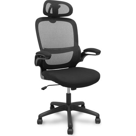 Silla Pro525 respaldo malla negro asiento tela color negro y cabecero