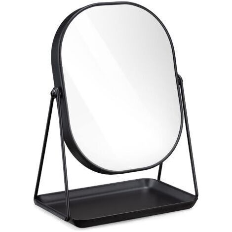 BUNTHAUS Miroir Cosmétique avec Plateau - Miroir à Poser 18 x 22,6 cm pour Maquillage avec Plateau à Bijoux - pour Chambre Coiffeuse Salle de Bain, 2x agrandissement (1/5)
