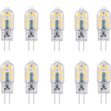 Ampoule LED G4 2W, 20W Ampoules Halogènes équivalentes, Blanc froid 6000k,200Lm,12x SMD,12V AC/DC-Pack de 10