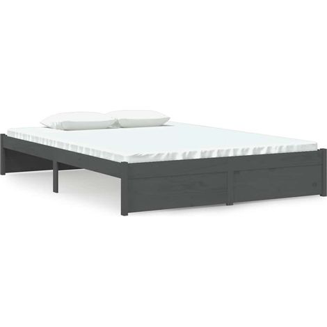 Maison Exclusive - Massivholzbett Grau 140x200 cm (1/5)