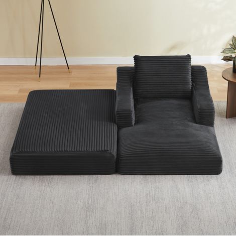 Fauteuil lounge convertible gris foncé en mousse avec design double couche (1/5)