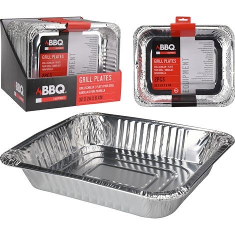 2 VASCHETTE GRILL BBQ IN ALLUMINIO 32X26CM