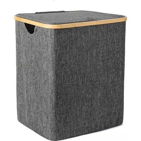 Panier à linge, Panier à linge avec couvercle - Pour salle de bain et chambre,gris - RWPanier à linge (1/5)