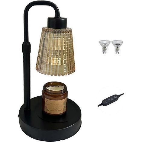 Lampe chauffe-bougie avec minuterie et variateur, chauffe-cire pour bougies en pot, 2 ampoules, lampe d'aromathérapie, prise européenne (1/5)