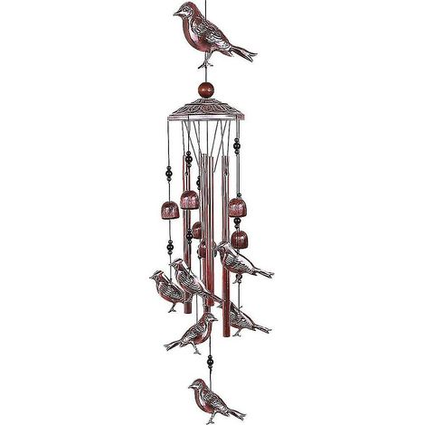Carillon éolien à motif d'oiseaux, cloches en métal étanches avec 4 tubes en aluminium, 6 cloches, carillon romantique pour (1/5)