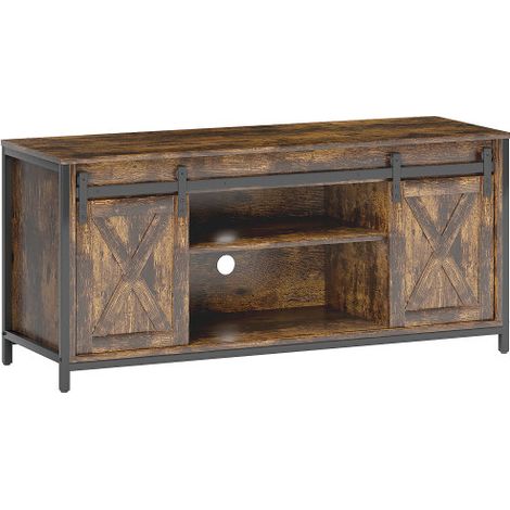 Meuble TV pour téléviseurs jusqu'à 60 pouces, meuble bas avec 2 placards et 2 étagères, idéal pour le salon, 120 x 40 x 54 cm, marronSur place