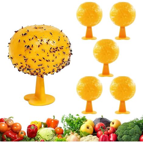 Lot de 6 Piège à Mouche des Fruits, Boule Collante Anti Mouche Pièges À Insectes/Extérieur Attrape Mouche Interieur Jaunes Boules d'insectes collantes pour de Fruits, Fourmis moustiques (1/5)
