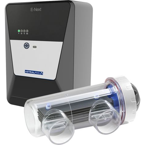 Astralpool – Electrolyseur au sel E-Next 7 – Production 7 g/h – Volume piscine 30 m³ – IP45 étanche – Détecteur de débit et alarme niveau de sel (1/3)