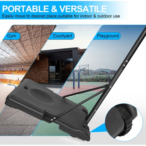 Canestro da basket mobile 170-213 cm in plastica nera, regolabile, interno/esterno FloraGrace (1/5)