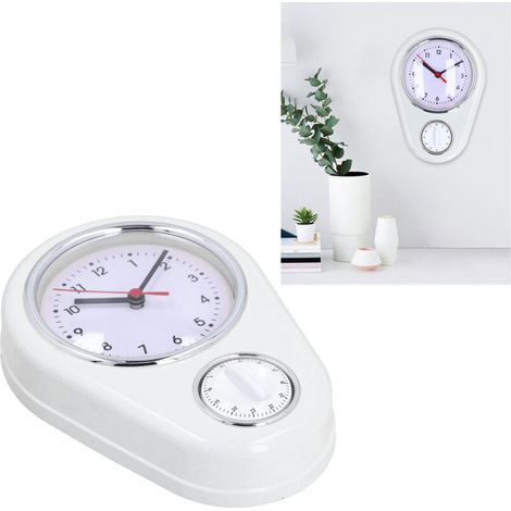 Innovative, präzise, geräuschlose, weiße Quarz-Wanduhr mit Timer für Küche und Haushalt, 23 cm (9 Zoll), ABS, sparsam
