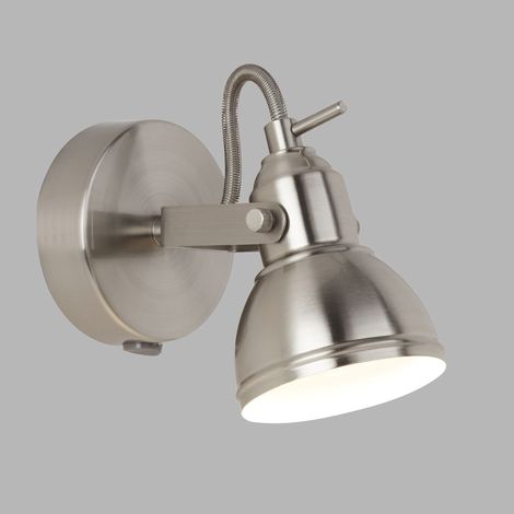 Searchlight Focus - Faretto da Parete Orientabile 1 Luce da Interno Argento Satinato, GU10 (1/5)