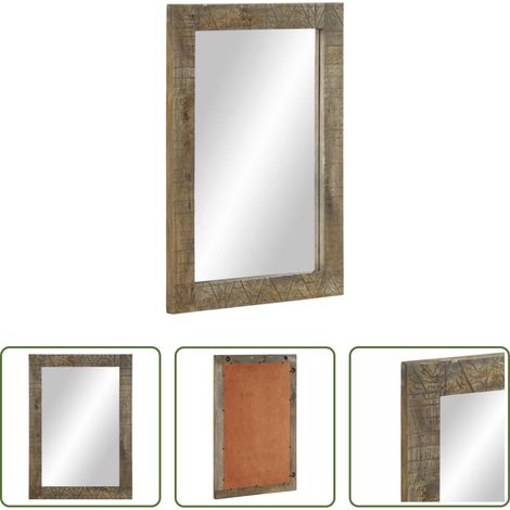 Miroir salle de bain -  Miroir de salle de bain 50x2,5x70 cm bois de manguier massif (1/5)