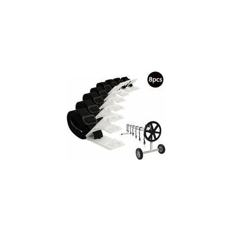 Enrouleur de bâche piscine creusée – Lot de 8 sangles + clips de fixation pour moulinet solaire, compatible tube standard (1/5)