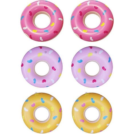 Lot de 6 mini-donuts gonflables pour piscine, jouets gonflables en forme de donut, petites bouées pour enfants - Style 1 (1/5)