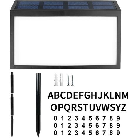1 Plaque de porte solaire, double face, 2 modes éclairage, LED blanc chaud froid, étanche, pour jardin extérieur (1/5)