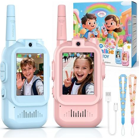 2er-Pack Walkie-Talkies, HD-Bildschirm, Stimmverzerrer, große Reichweite, Spielzeug für Kinder von 3-12 Jahren (1/5)