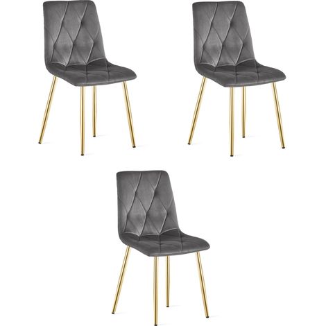 Fauteuil Libra - velours gris foncé / pieds dorés x 3 (1/5)