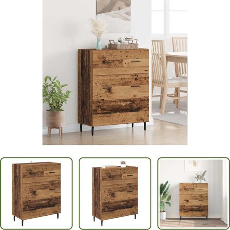 vidaXL Buffet salle à manger -  Buffet Bois Ancien 69,5 x 34 x 90 cm Bois d'ingénierie et fer (1/5)
