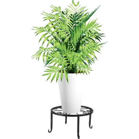 Support à plantes en fer à un seul niveau, sur pied, simple et bas, pour pots de fleurs de balcon ou de salon, 22 x 22 x 12 cm / 8,7 x 8,7 x 4,7 pouces, noir (1/5)