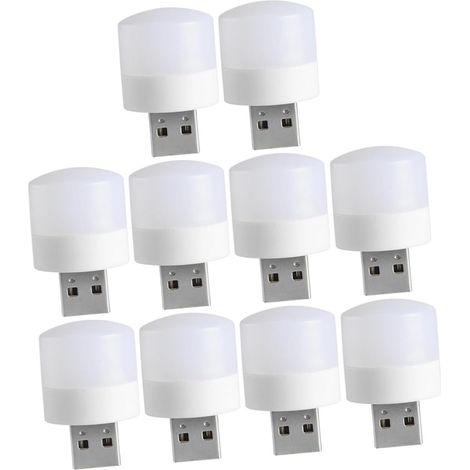 Veilleuse USB Blanche Douce pour Protection des Yeux, Petite Lampe de Nuit Portable 10 Pièces en Pp et Fer, pour Chambre D'garçon et Filles et Éclairage Discret (1/5)