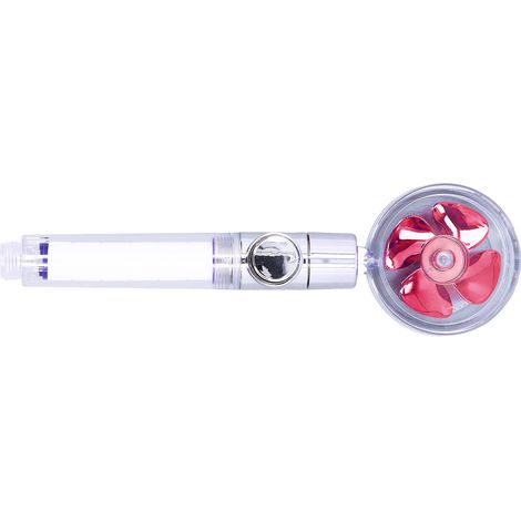Pommeau de douche à jet haute pression G1/2 avec interrupteur pause, rotation à 360°, filtre à main et douchette amovible (rouge) (1/5)