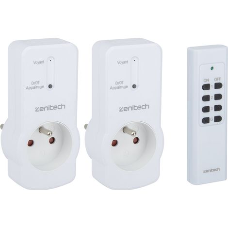 Otio – Lot de 2 prises télécommandées 10A 2P+T – Portée jusqu'à 30m – Sécurité enfant intégrée – Alimentation 230V~ 50Hz