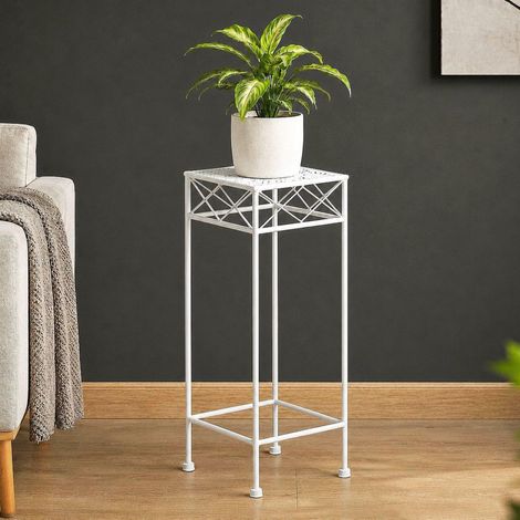 DanDiBo Tabouret pour fleurs Blanc Métal Angulaire 60 cm Porte-fleurs 96314 M Table d'appoint Colonne pour fleurs Moderne Porte-plantes Tabouret pour plantes (1/5)