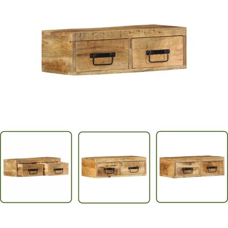 VidaXL Meuble TV mural 60x30x19 cm bois massif de manguier brut (1/5)