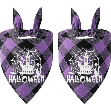 2 pañuelos triangulares reversibles para perros con diseño de pañuelo de Halloween (1/5)