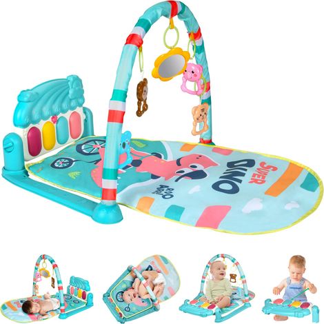Tapis d éveil Musical pour Bébé avec Piano Lumineux Arche de Jeu 5 Jouets Amovibles 4 Modes Musicaux Cadeau Naissance Fille et (1/4)