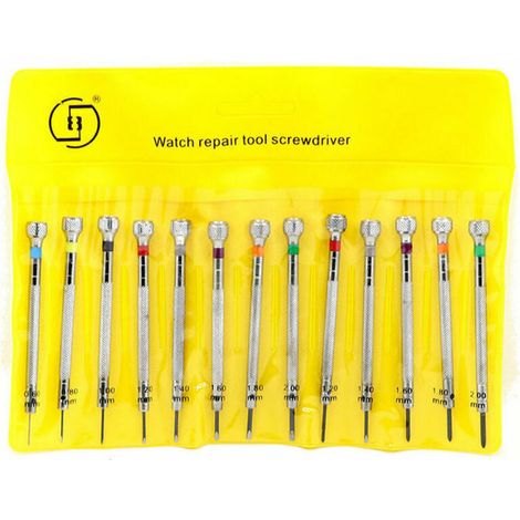 Set di 13 cacciaviti da orologiaio, precisione multi-taglia, testa piatta, ideale per riparazioni (1/3)