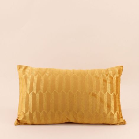 Coussin en velours brodé jaune 30x50cm