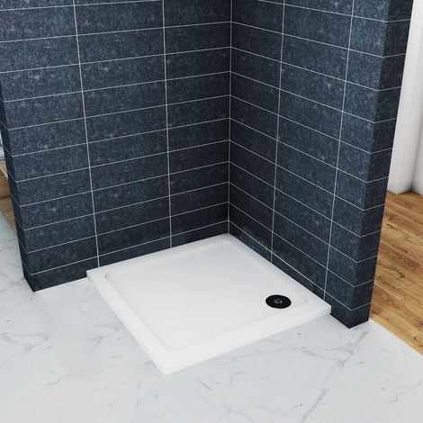 Océan Receveur De Douche L.76 x l.76cm Estra-plat Carré Bac À Douche Avec La Bonde De Douche Et Le Siphon 90cm (1/5)