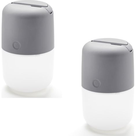 2er Set Solar LED Leuchte ASSISI mit 3-Stufen Dimmer & USB-Kabel, IP44, Grau (1/5)